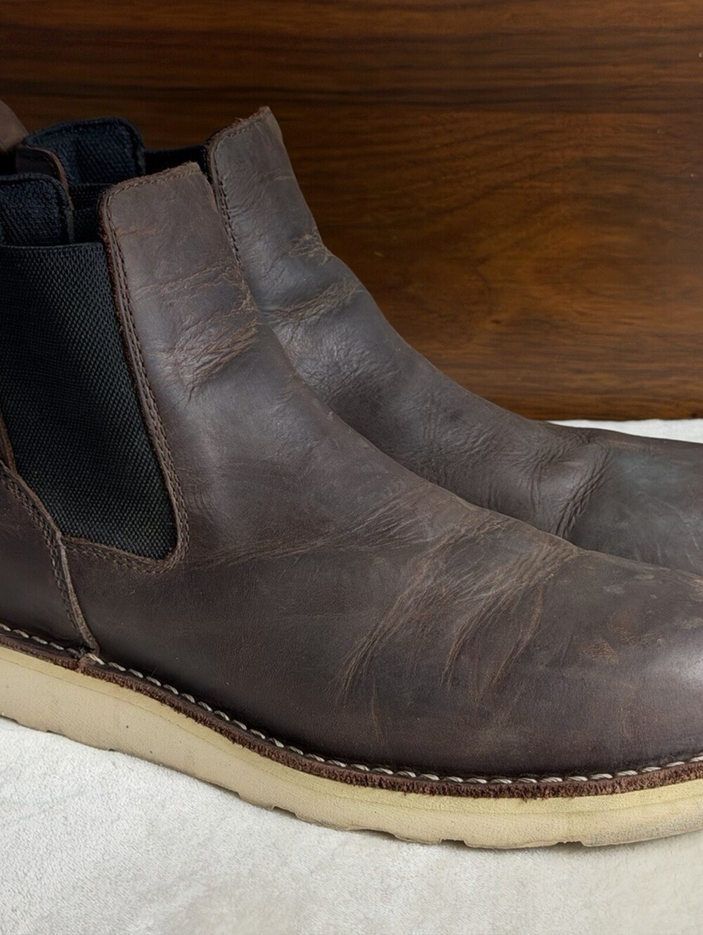 Danner Bull Run Chelsea 6" Wedge Brown Leather Boots Mens 11.5 D USA Made 15481